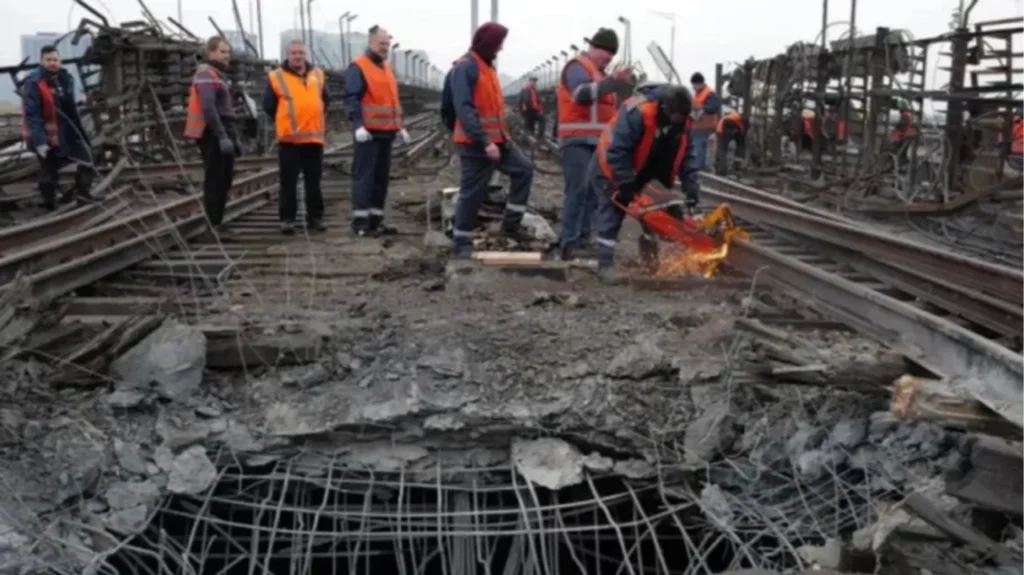 На Південному мосту тривають відновлювальні роботи: метро на лівому березі вже курсує