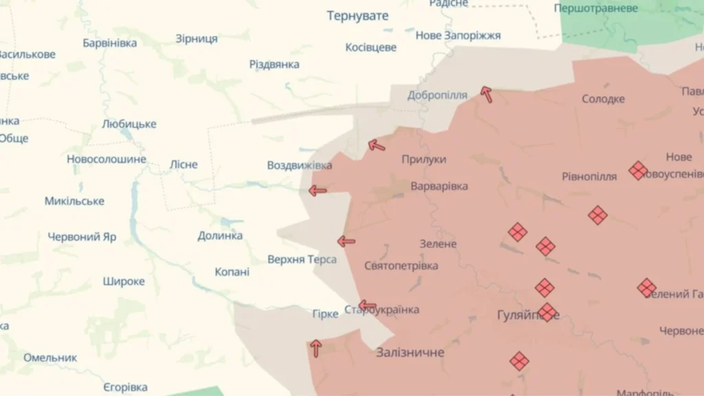 DeepState: російські війська просунулись біля Воздвижівки та Лугівського на Запоріжжі